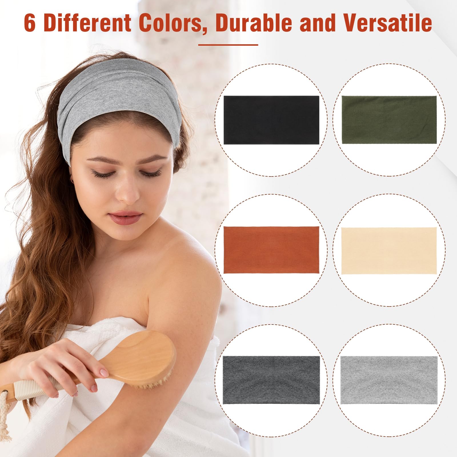 Amazon.com: 6 Pack Cotton Stretchy Headbands for Workouts  display picture 1