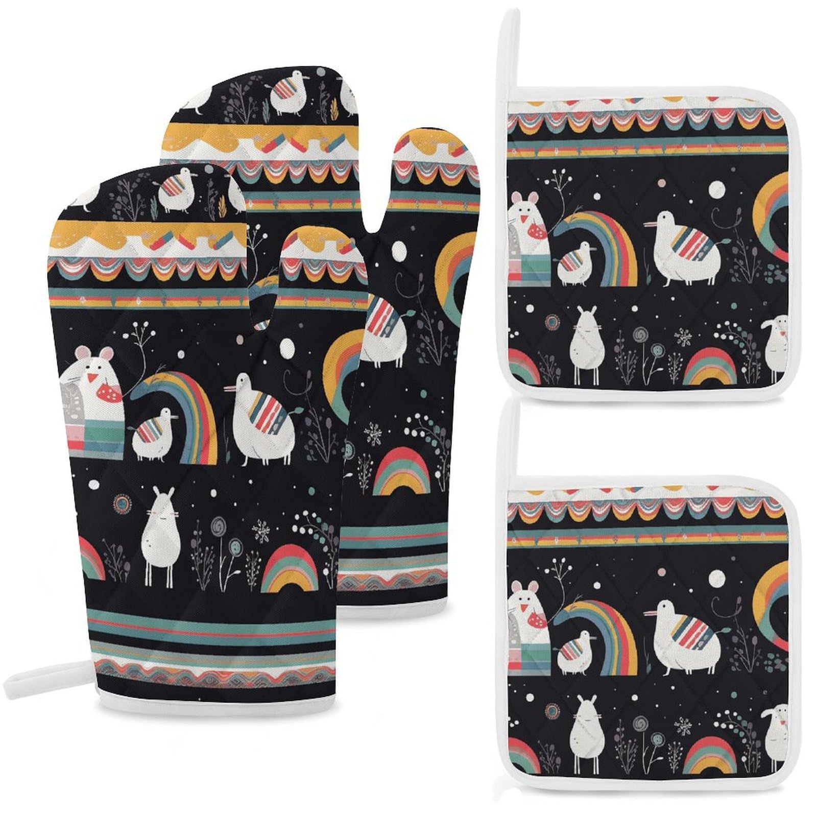 Gants de cuisine anti-chaleur avec motifs de Noël pour cuisiner en sécurité