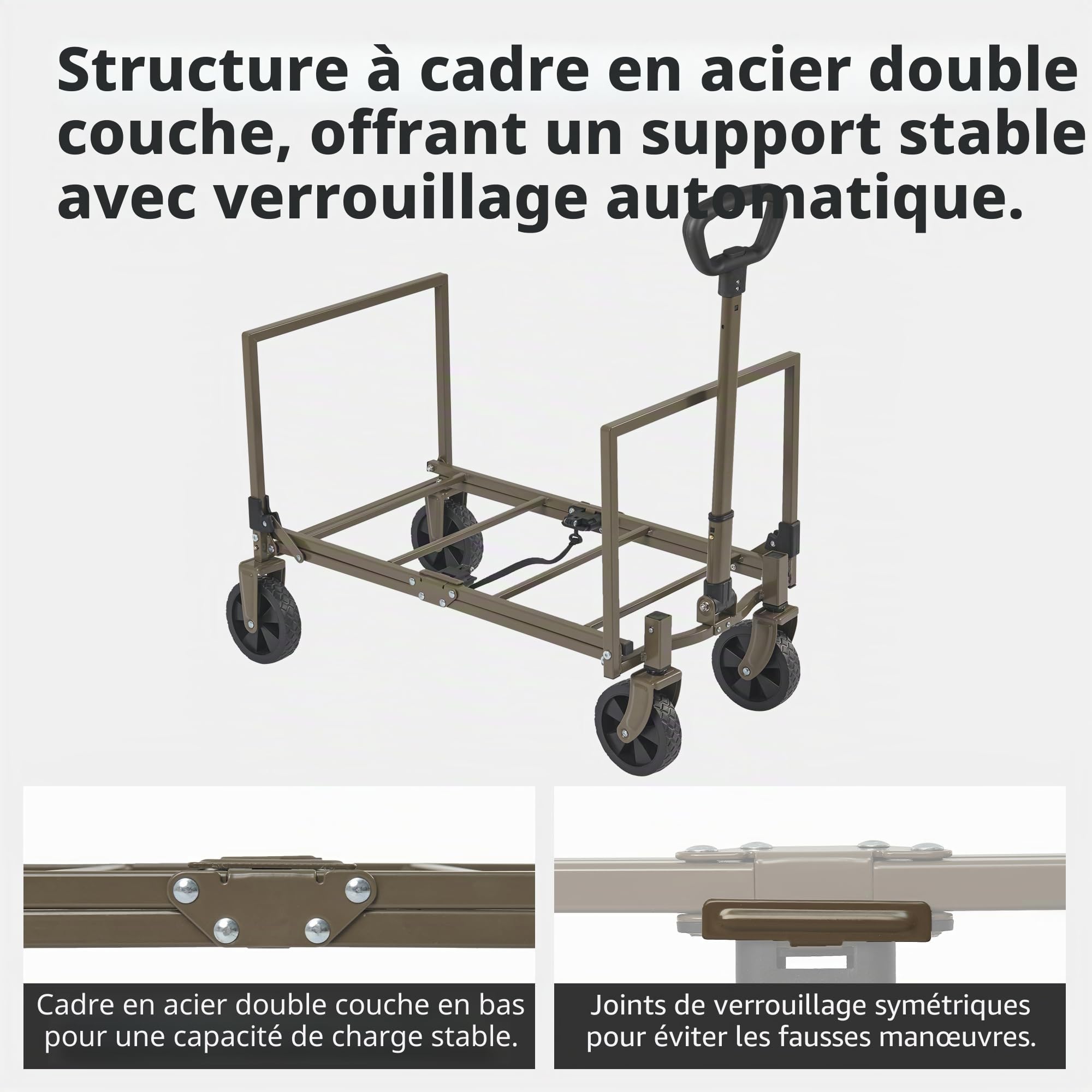 Naturehike Chariot à Main Pliable Charge maximale 120 kg Très Grande capacité en Plein air Pliable avec Chariot réglable pour Le Camping, Le Shopping, la Plage