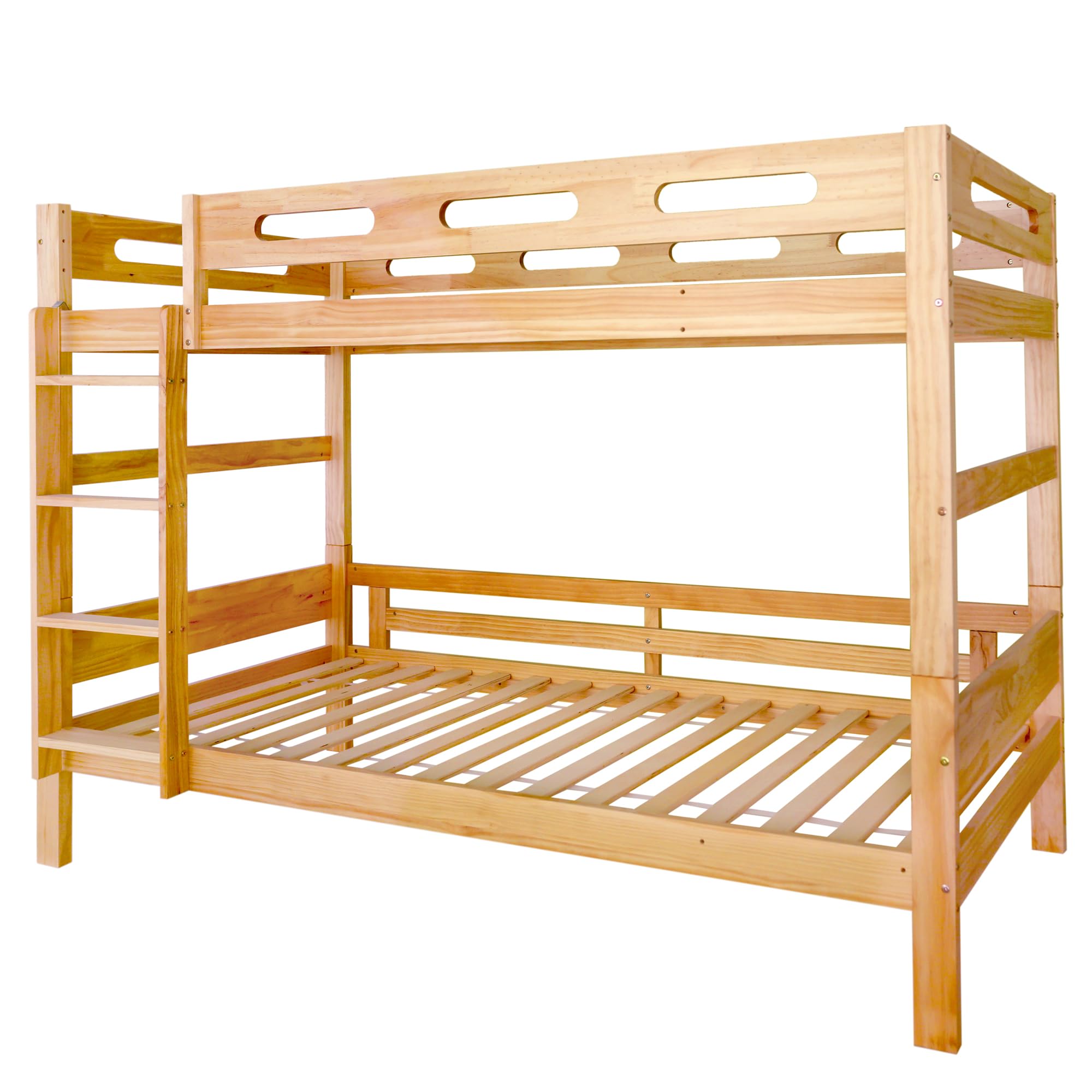 Idemon Letto a castello per bambini e ragazzi, letto suddiviso in 2 letti singoli, robusto telaio in legno di pino, montaggio semplice, naturale, 90 x 200 cm