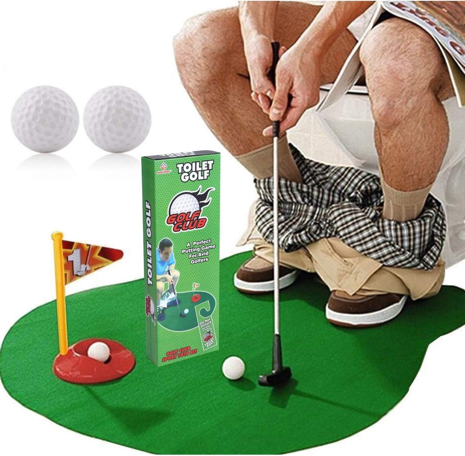 Jeu de golf pour toilettes - Mini golf dans n'importe quelle salle de bain - Fête des pères, éléphant blanc, Noël, Saint-Valentin