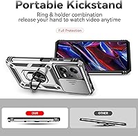 Vista 12 de Funda para Redmi Note 12 Pro Case/Poco X5 Pro 22101320G Funda con protector de pantalla de vidrio templado y cubierta de cámara deslizante, soporte