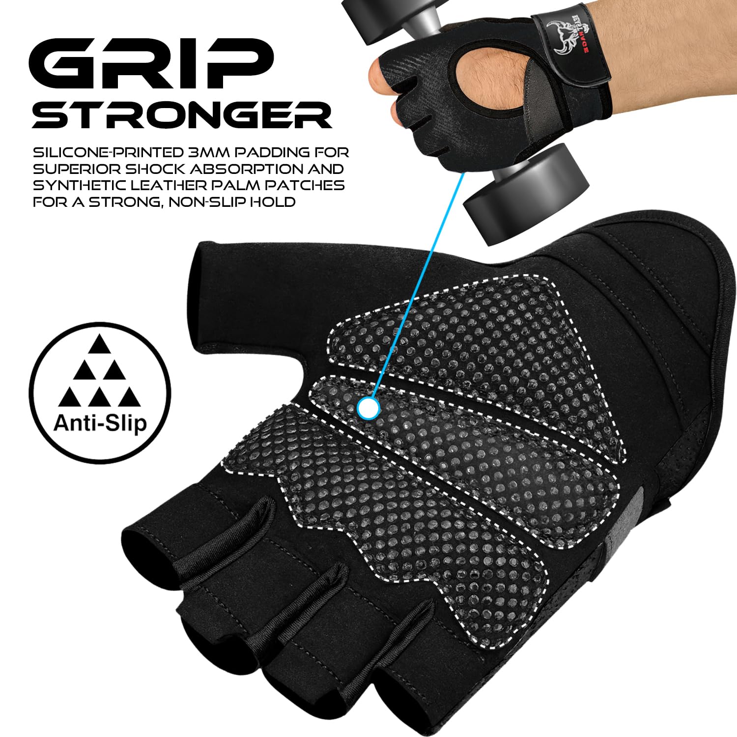 BEAST RAGE Gants d'haltérophilie pour Hommes et Femmes,Gants de Gymnastique pour Crossfit,Respirants,antidérapants,Paume rembourrée en Silicone,Gants d'entraînement pour l'haltérophilie