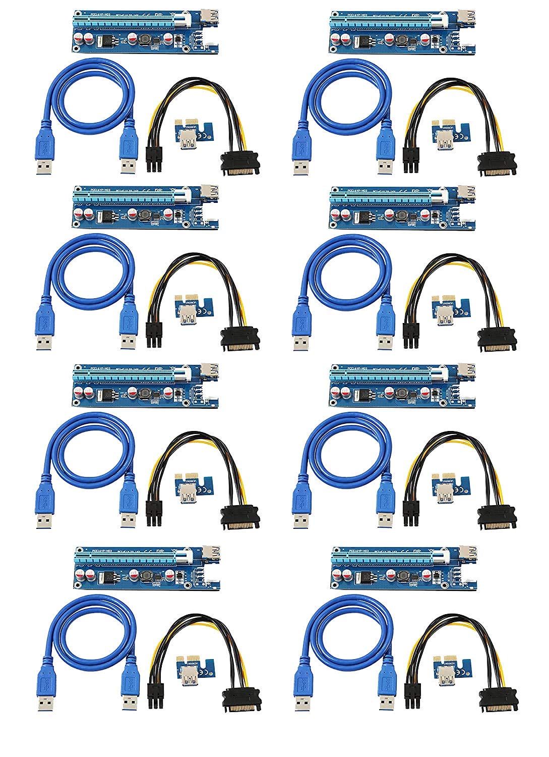 Electrobot PCI-E 1x to 16x USB 3.0 Extender Riser Card Adapter Molex Power Supply (Pack of 8)-image-24