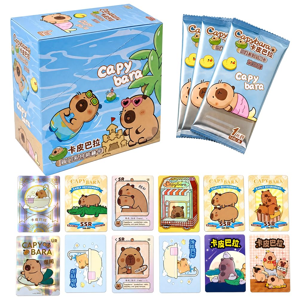 Capybara Trading Cards Anime Cards Collectable Card Pack Anime Games Pack Trading Card Booster Box Anime Games Birthday Gift for Children 30Packs 90pcs