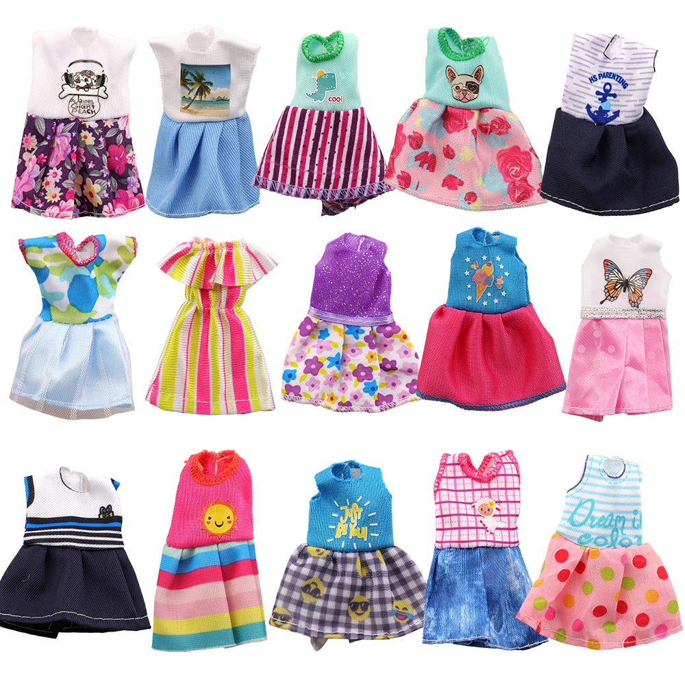 Miunana 12 butów dla lalek 15 cm = 10 sukienek + 2 buty dla lalek