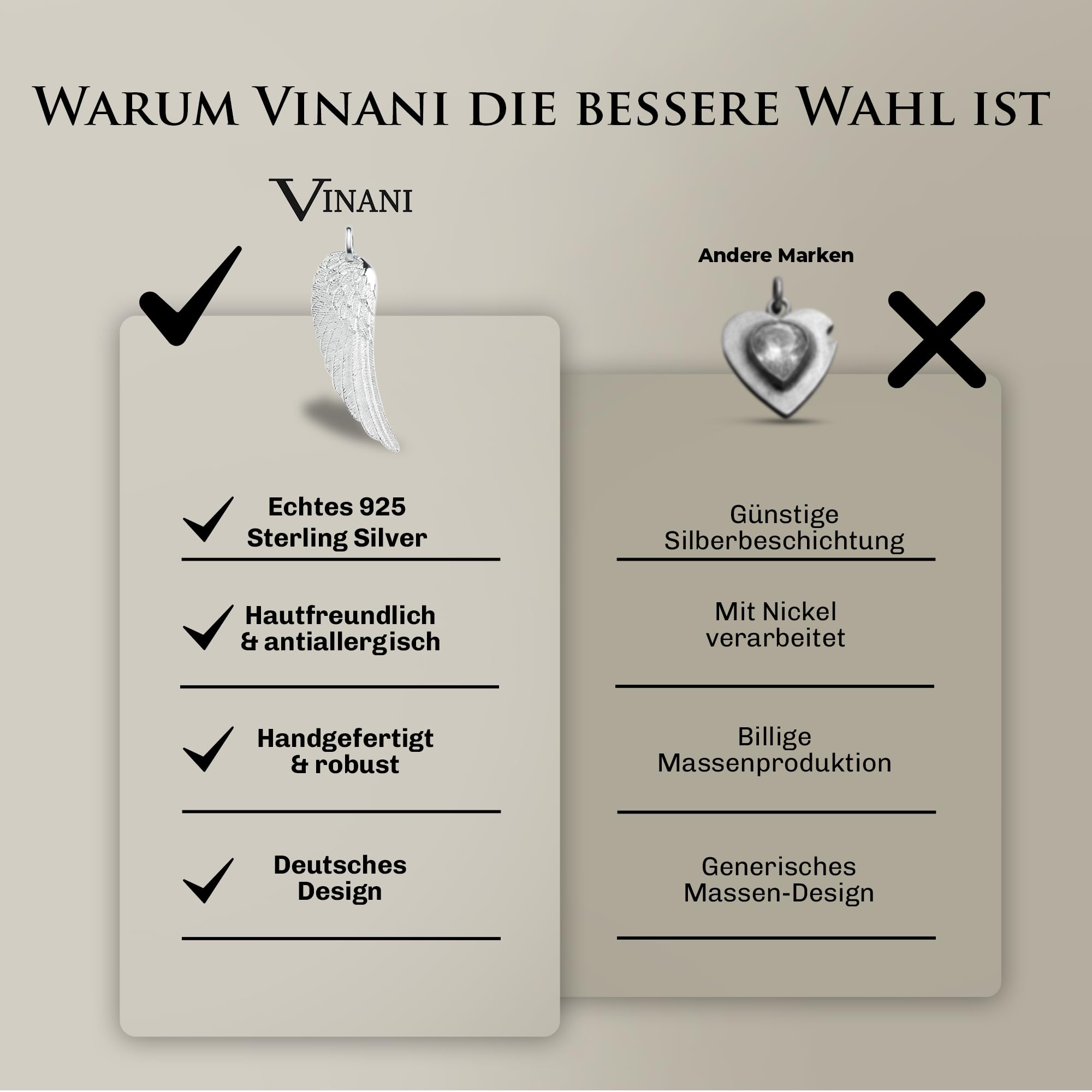 Vinani Anhänger Flügel mattiert 925 Sterling Silber 2AFL-EZ