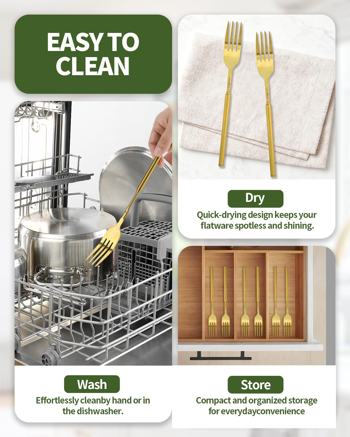 2 PCS Extendable Fork, Long Telescopic Forks, Expandable 8.7-25.4"(Gold) — Amazon image 6
