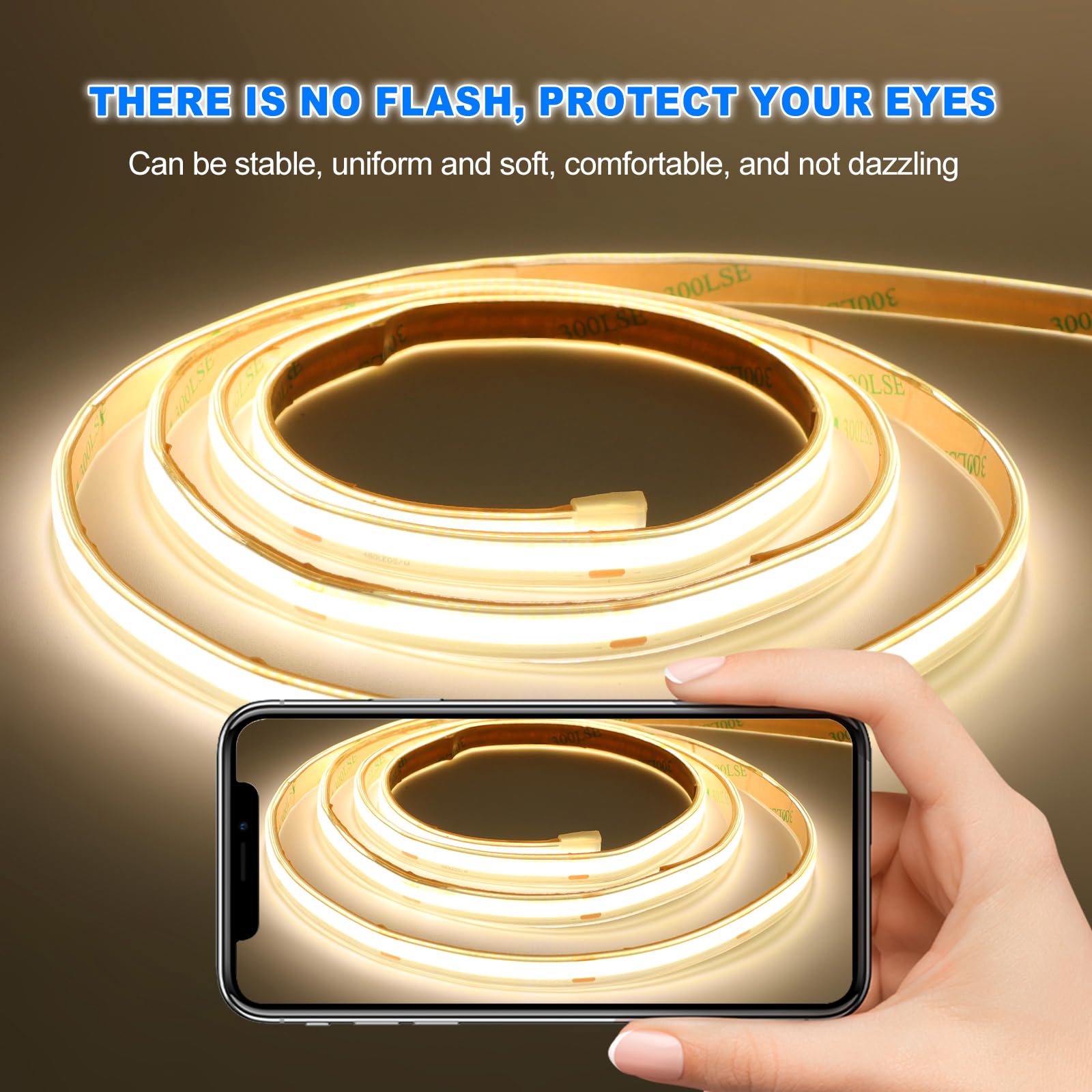 KISUFU Tira LED COB 24V, 480 LEDs/m Impermeable IP65 Luces LED Flexible Pegamento de doble cara Tira Luz LED con WIFI 23 teclas IR Dimmer para Cocina, Dormitorio, Baño, iluminación DIY