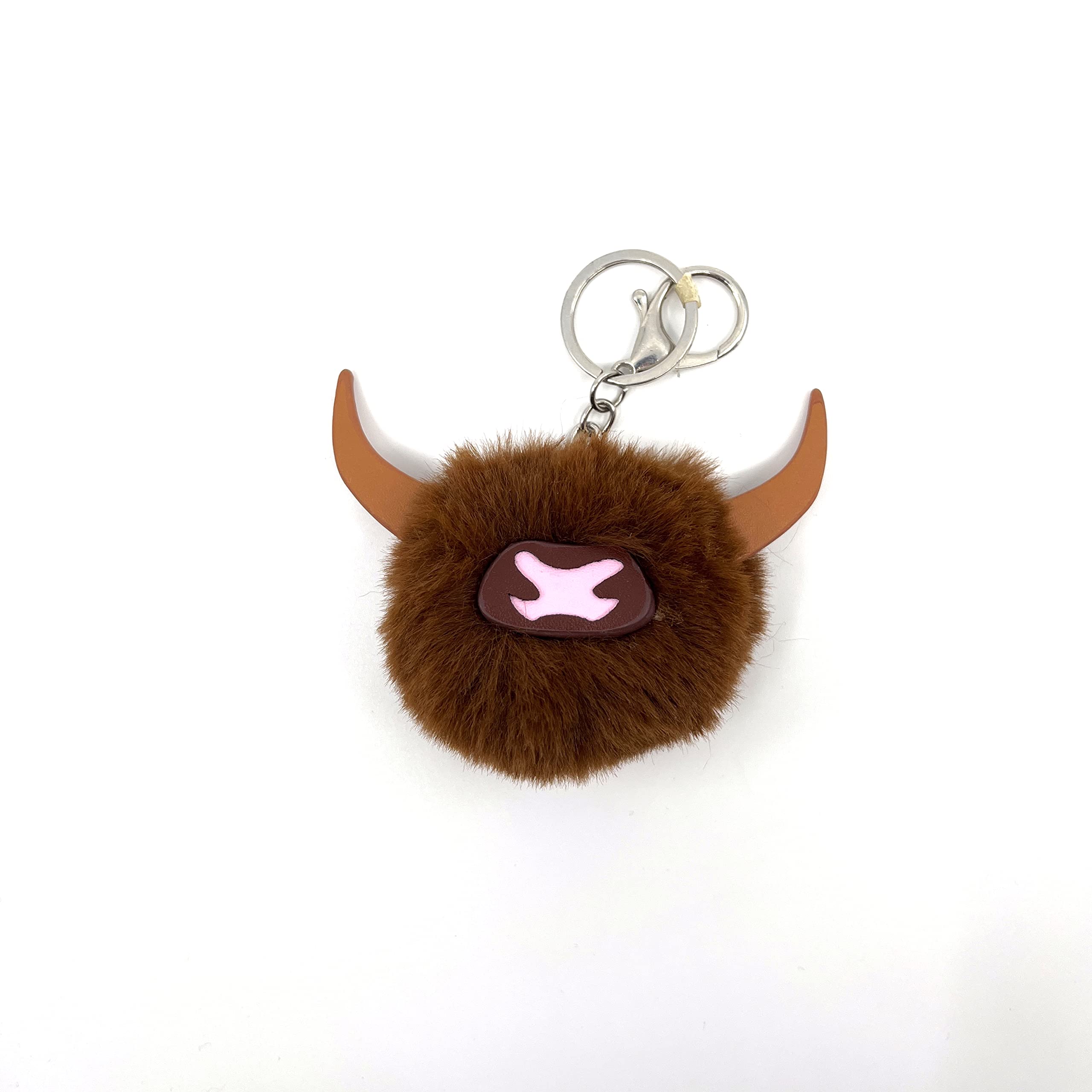 Scottish Saltire Multi Keyring Keychain Scotland Bag Charm (Highland Cow Pom Pom)