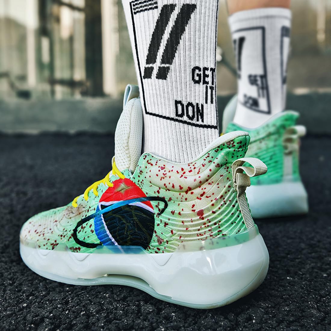 Męskie buty do koszykówki, buty sportowe, amortyzujące wstrząsy, oddychające, do koszykówki, męskie, lekkie buty sportowe, do biegania, antypoślizgowe, sportowe sneakersy, bsk f37, 45 EU