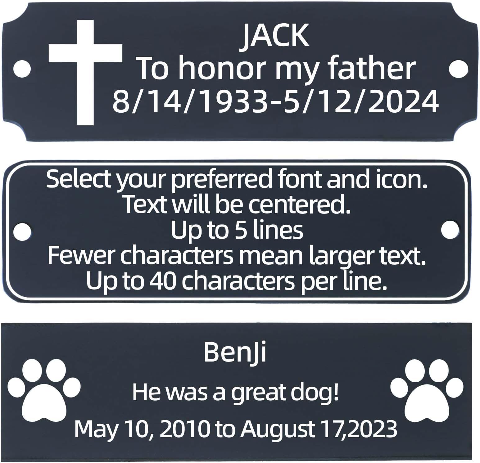 Black Custom Engraved Metal Name Plate,Black Personalized Name Plaque,Thickened Brushed Stainless Steel Custom Laser Engraving Plaques with Adhesive or Hole(with screws) 3“ x 1” or 3.9"x 1.3"