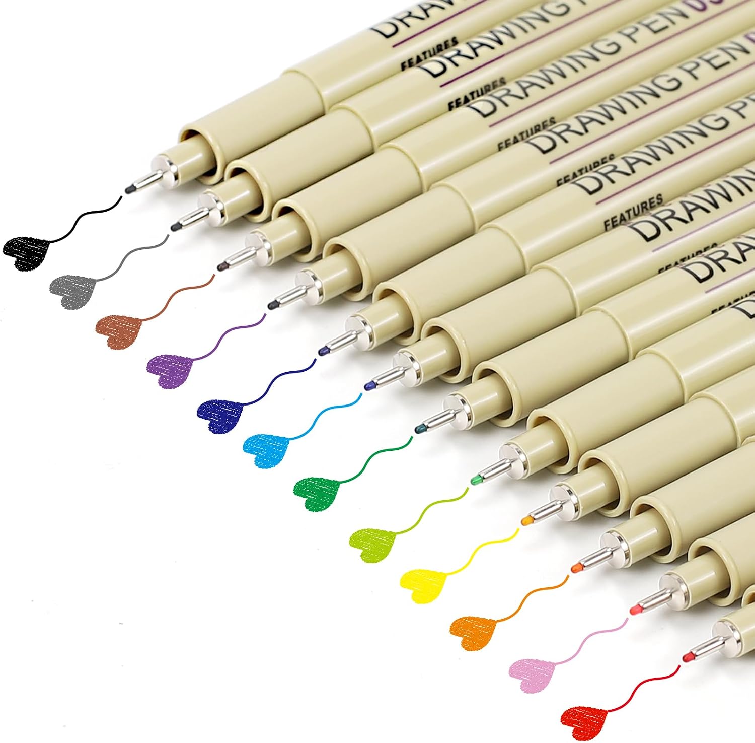 Muchcute 05 Micro Fineliner Drawing Art Pen,12 Colors 0.45mm No Bleed Bible image 2