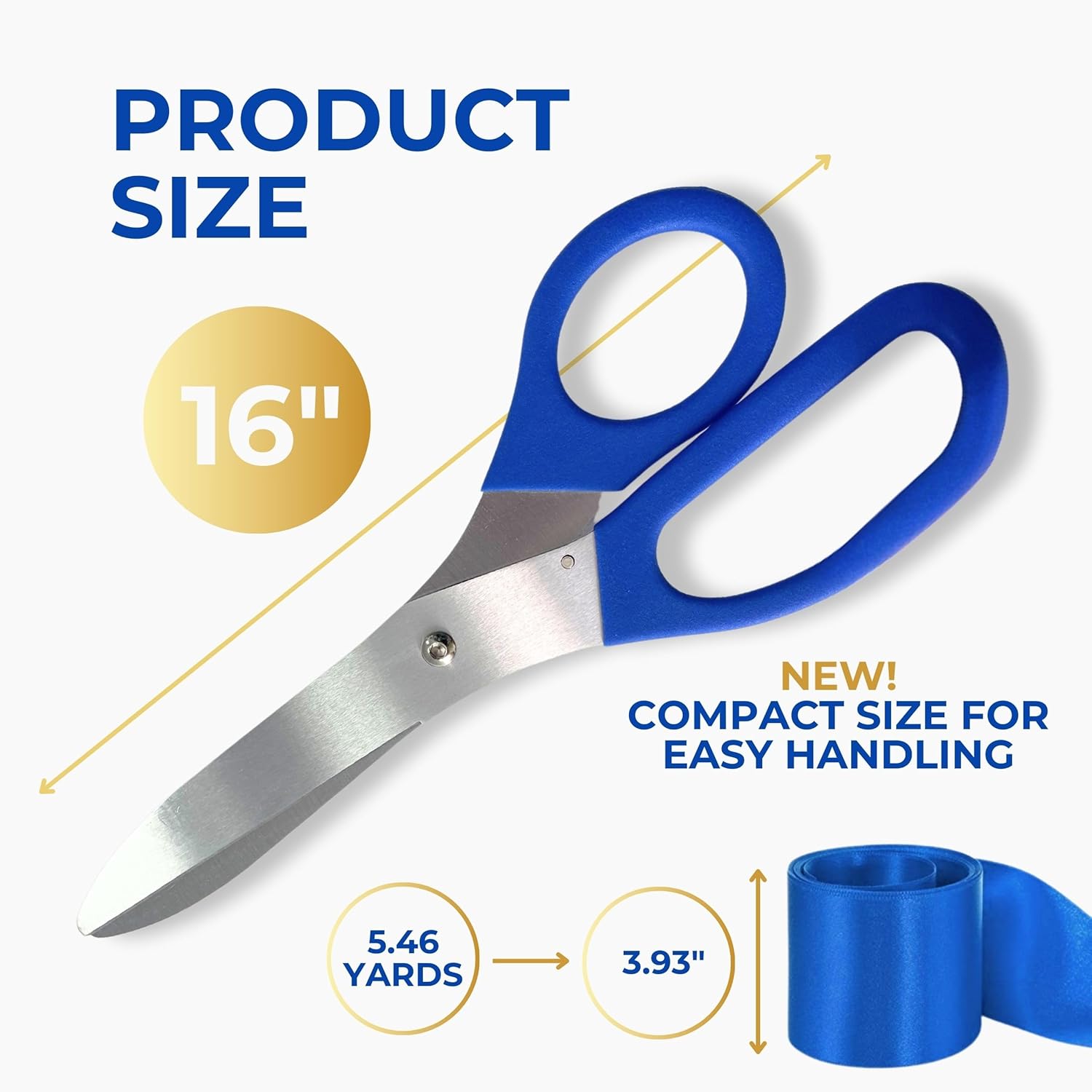 Blue Grand Opening Kit - 16 Inch Scissors for Grand Opening Ceremonies and Blue Satin Ribbon For Business Special Events and Inaugurations