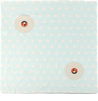 75cm Furoshiki Japanese Traditional Cotton Fabric Wrapping Cute Japanese Folklore Mukashi Hanashi Crackling Mountain Kyoto Art Decoration Handmade (Aqua)