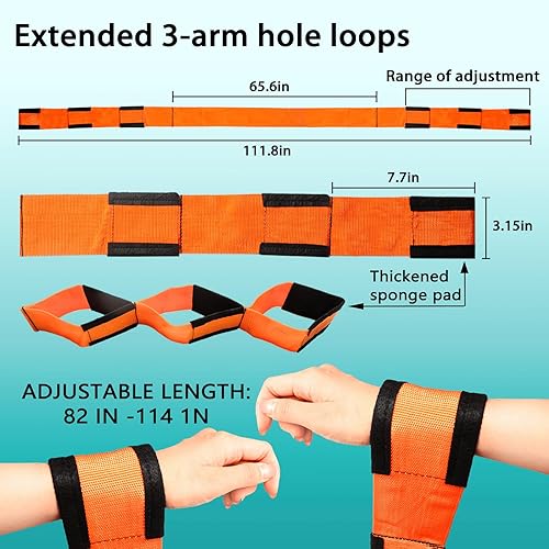 Miniatura 3 de Correas móviles de ancho mejorado, sistema de elevación y movimiento para 2 personas con guantes de algodón, correas de muñeca de elevación para