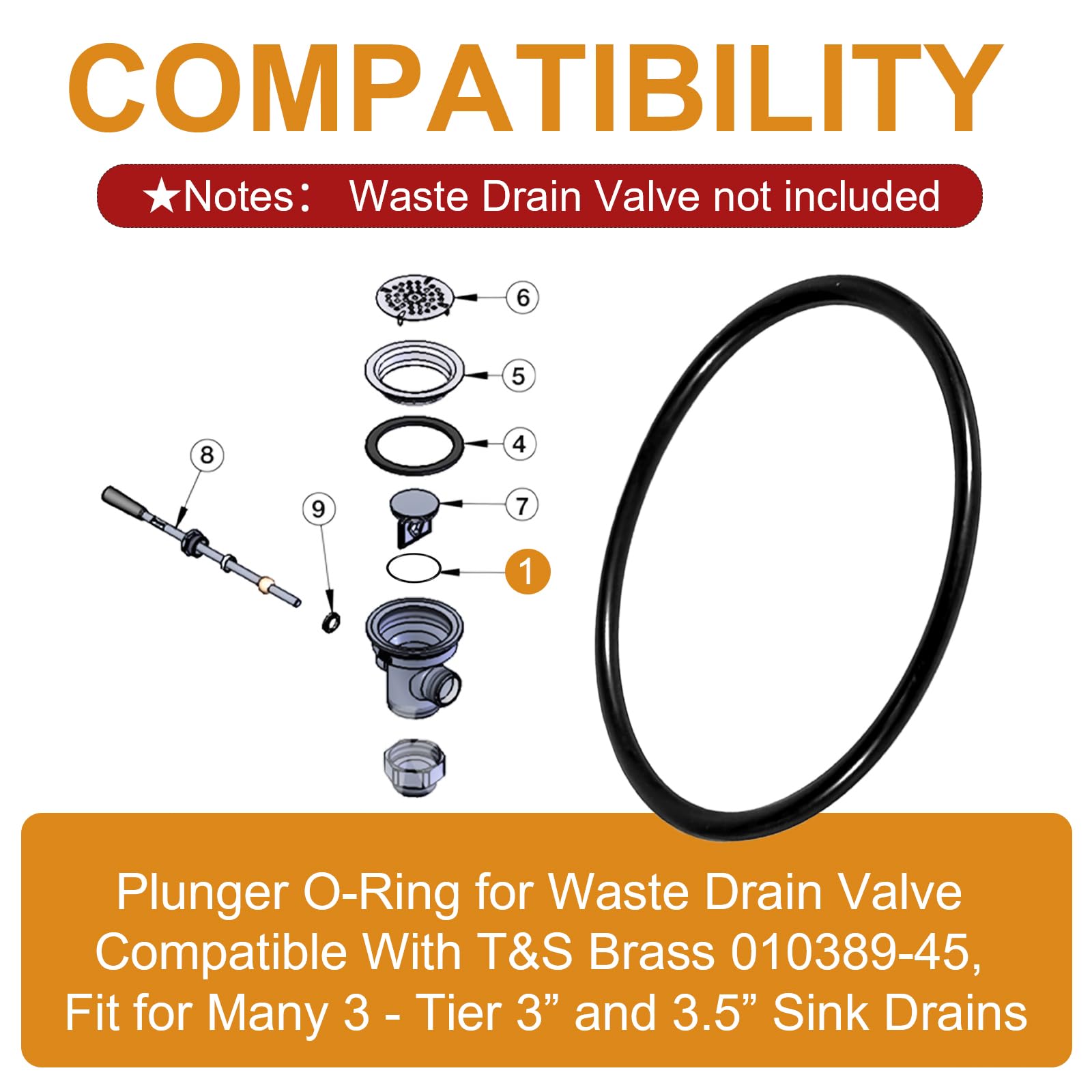 Kitchen Plunger T S Brass 010382-45 Gasket For 3-1/2in. Waste Drain Valve Plunger For Kitchen Sink Kitchen Plunger T S Brass 010382-45 Gasket For 3-1/2in. Waste Drain Valve Plunger For Kitchen Sink