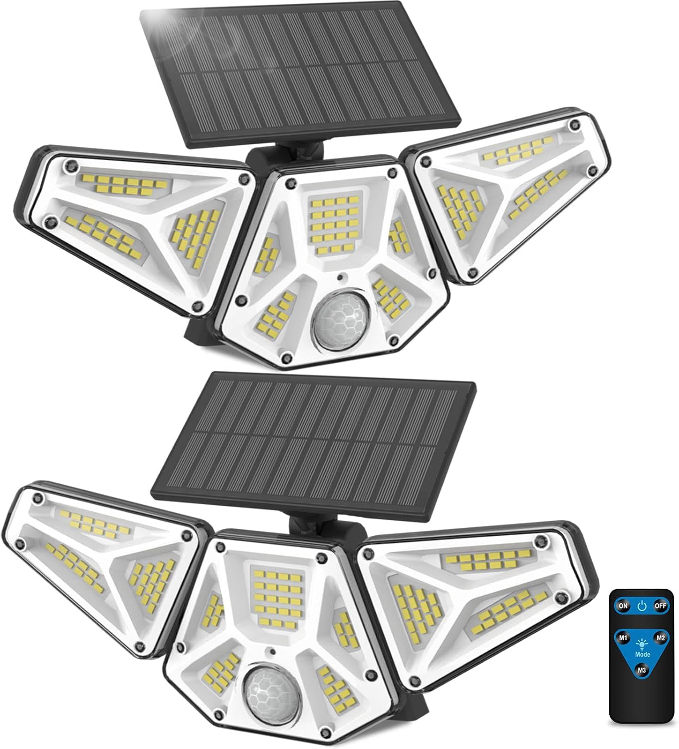 CEOTIS Solar Lights Outdoor, IP65 Waterproof 3 Heads Security Flood