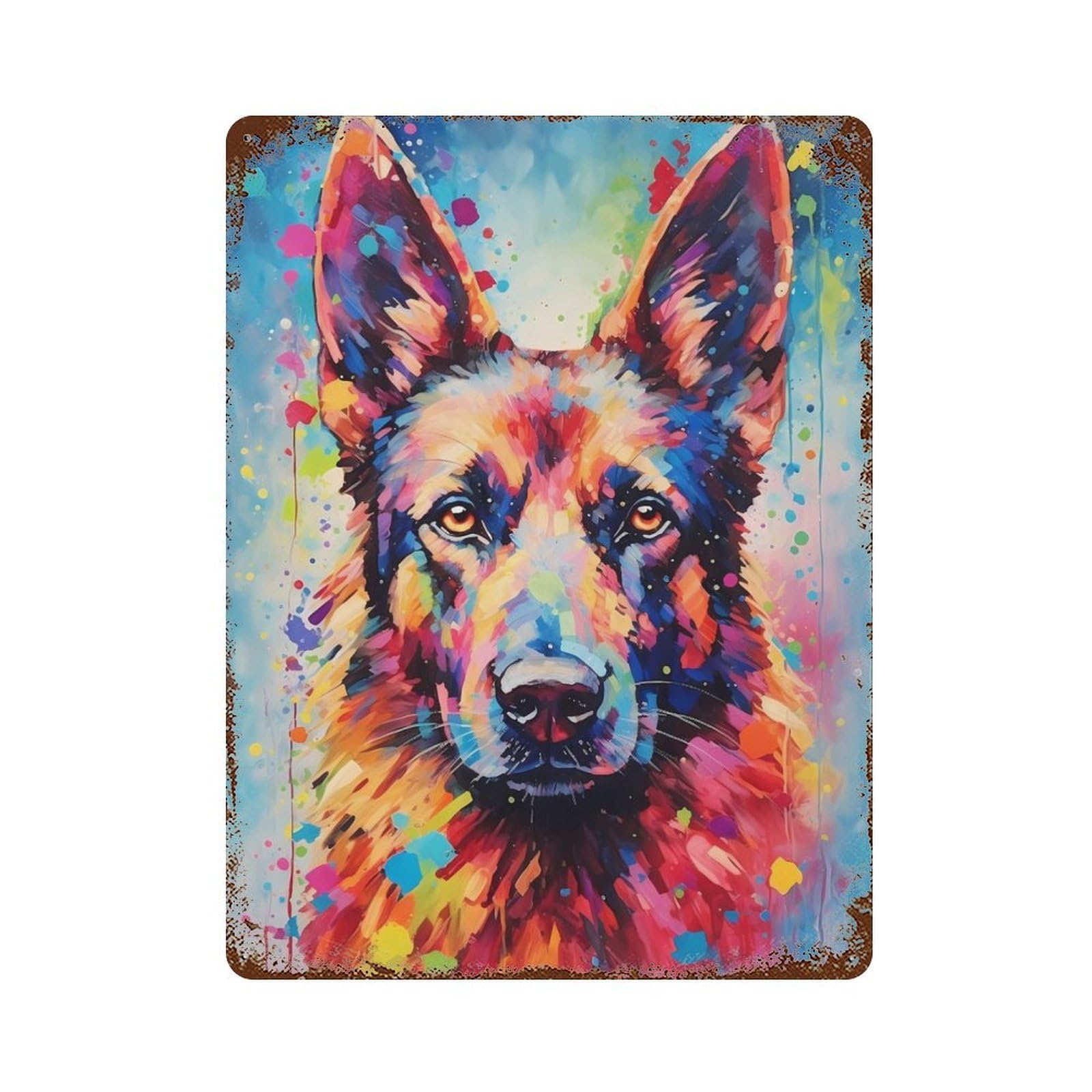 German Shepherd Colorful Rusty Metal Tin Sign 15.7"x11.8", for Farmhouse, Kitchen And Entryway Decor, Rustic Home Decor