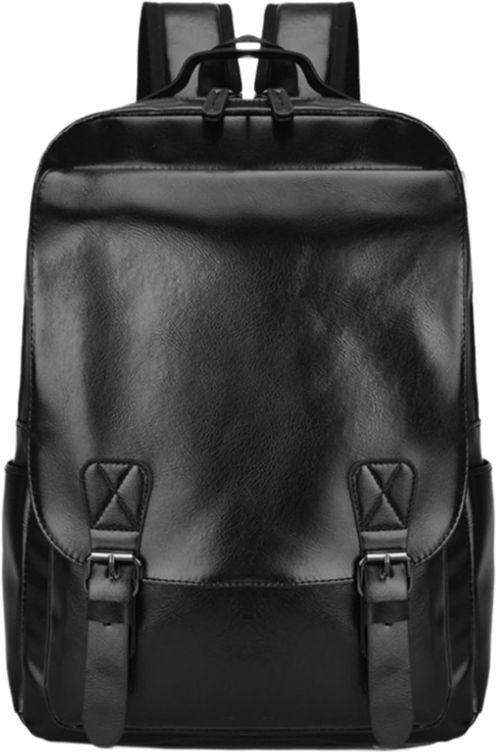Unisex PU leather laptop bag work business bag hiking backpack leisure day bag university schoolbag (Large,Black 5)