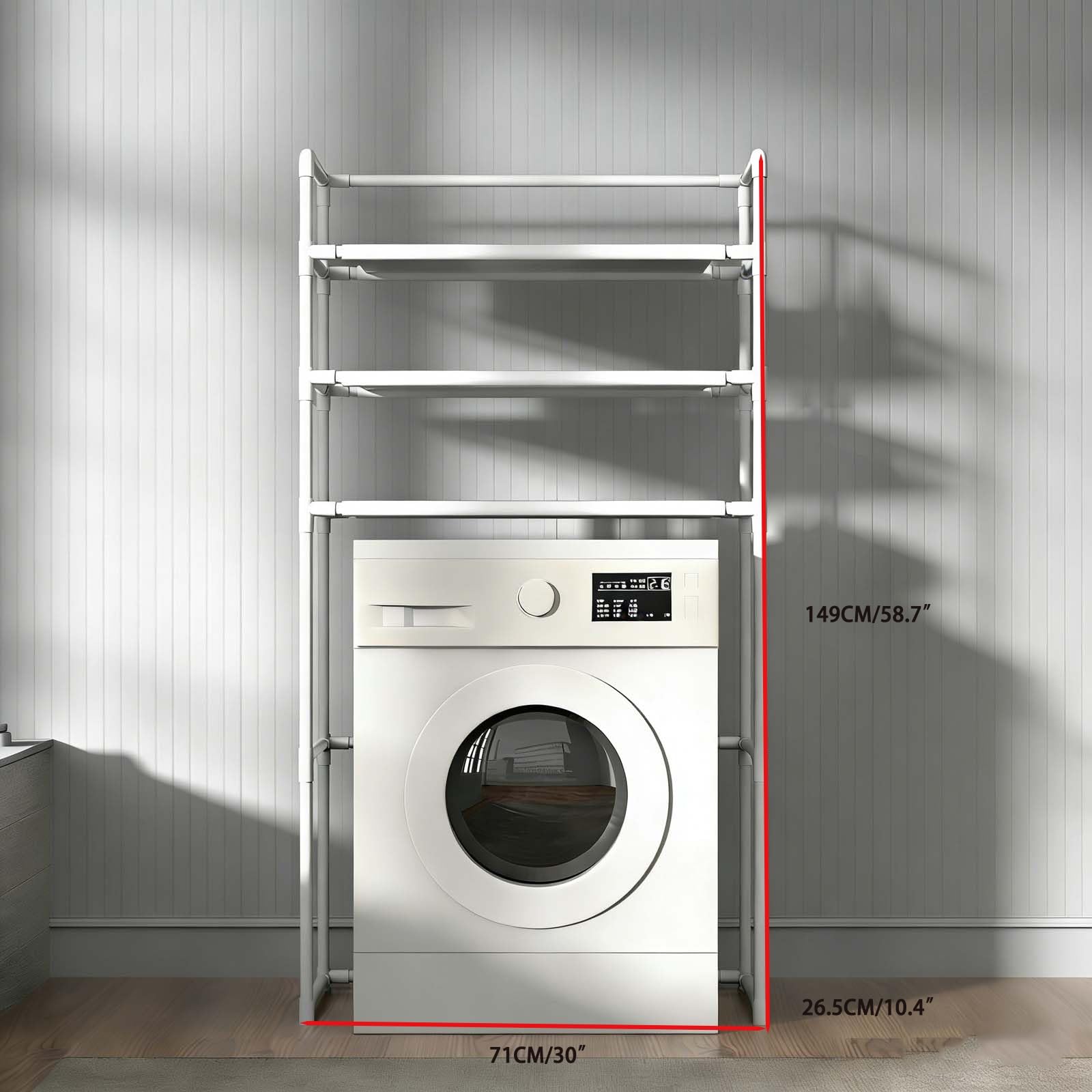 Unità Sto per lavatrice ed espandibile sopra il WC, per lavanderia pesante e versatile sopra la lavatrice, ripiano Sto (bianco)