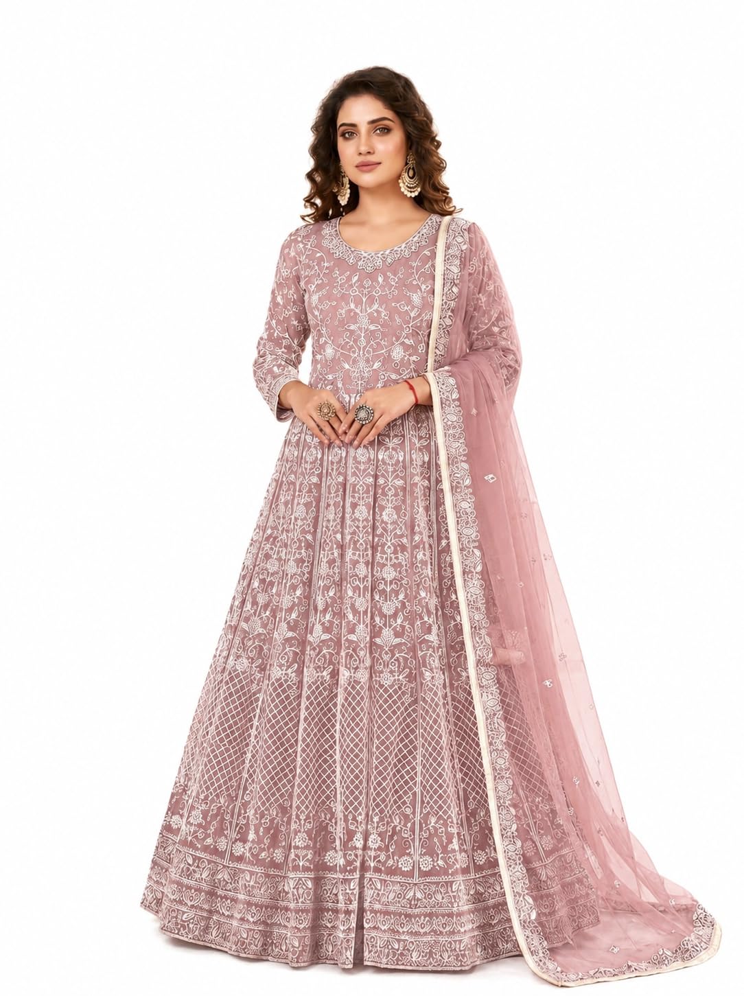 anarkali net and santoon straight suits for women | gown for women semi-stitched gown for women 2023 | gown in Clothing & Accessories-image-25