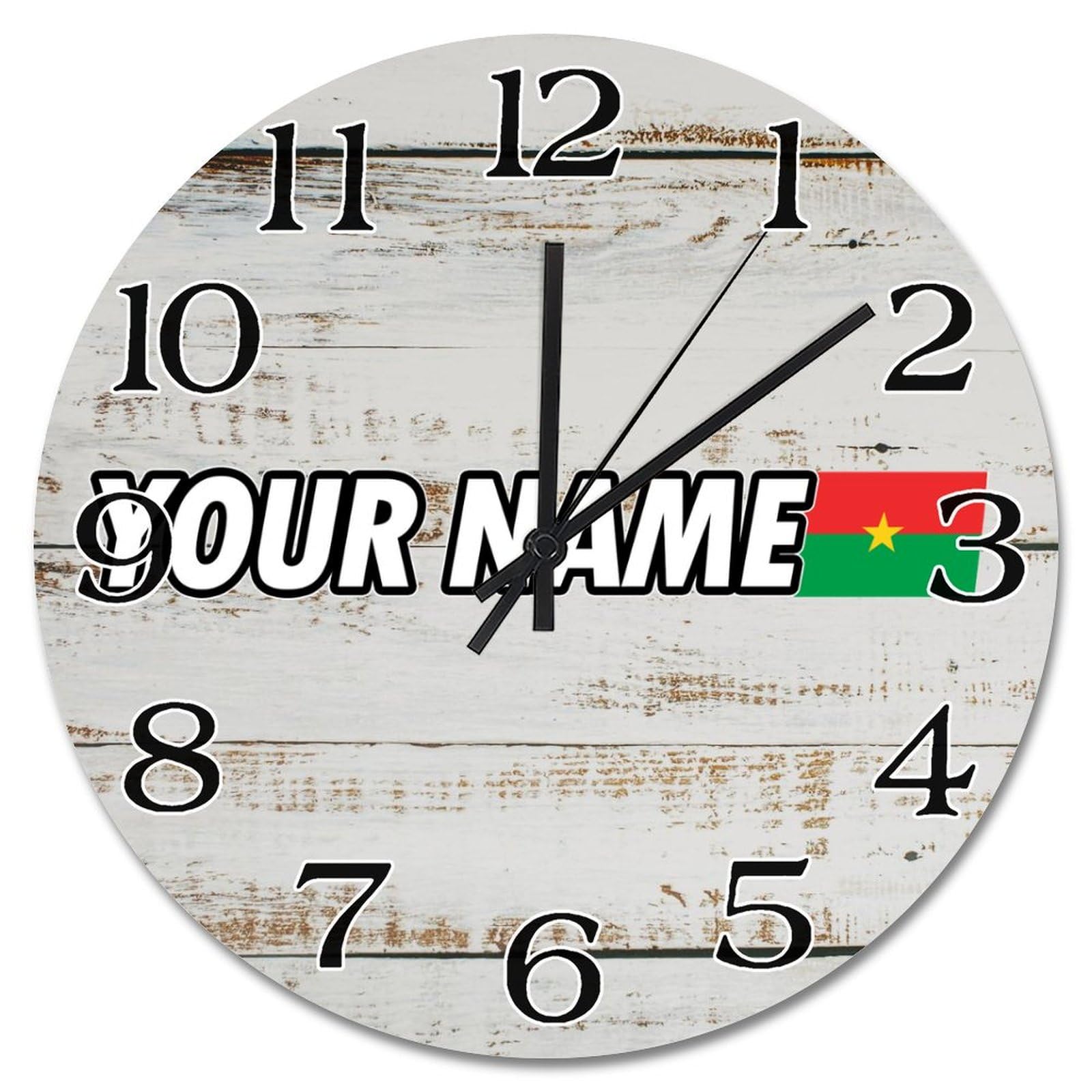 Horloge murale drapeau Burkina Faso pendule silencieuse 38cm