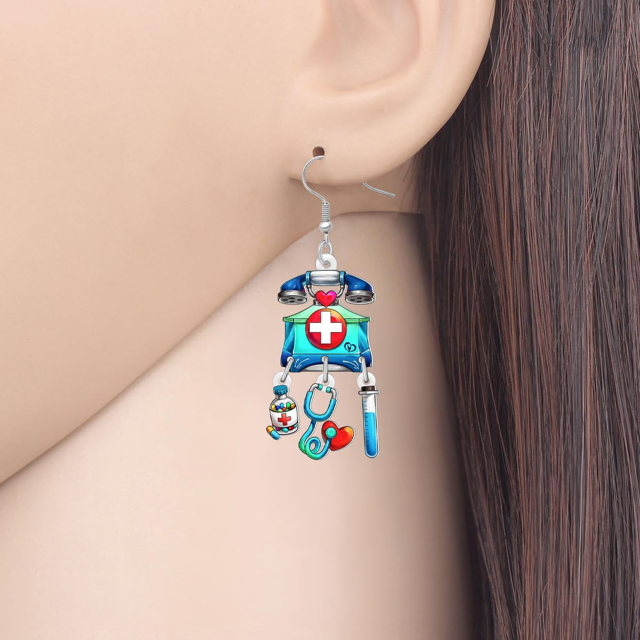Acrylic Fun Nurses Day Nurse Earrings Dangling Nursing Graduation Jewelry Appreciation Gifts for Women Future Nurse Practitioners Physician Medical Assistant Paramedic - Image 2