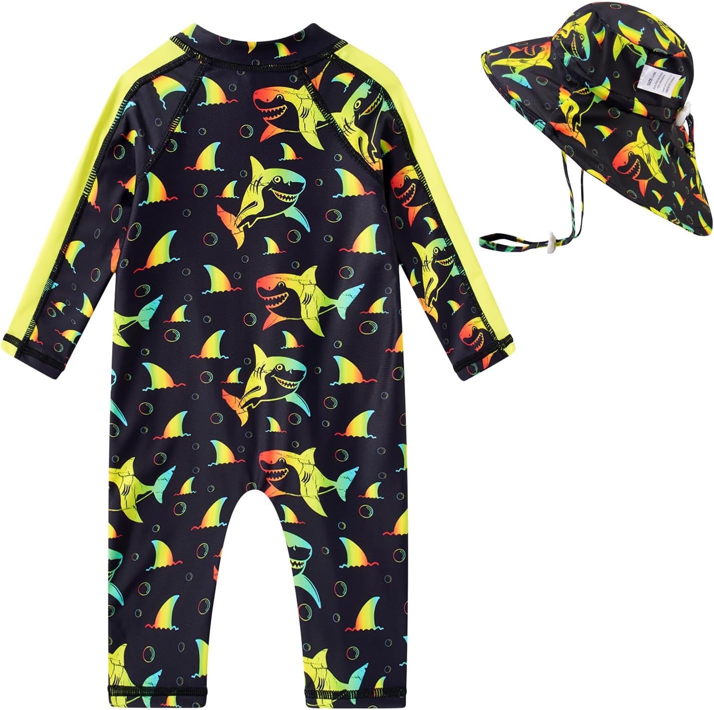 Funnycokid Baby Boy Swimsuit Zipper Infant Bathing Suits One Piece Rash Guard Swimwear with Hat - Image 4