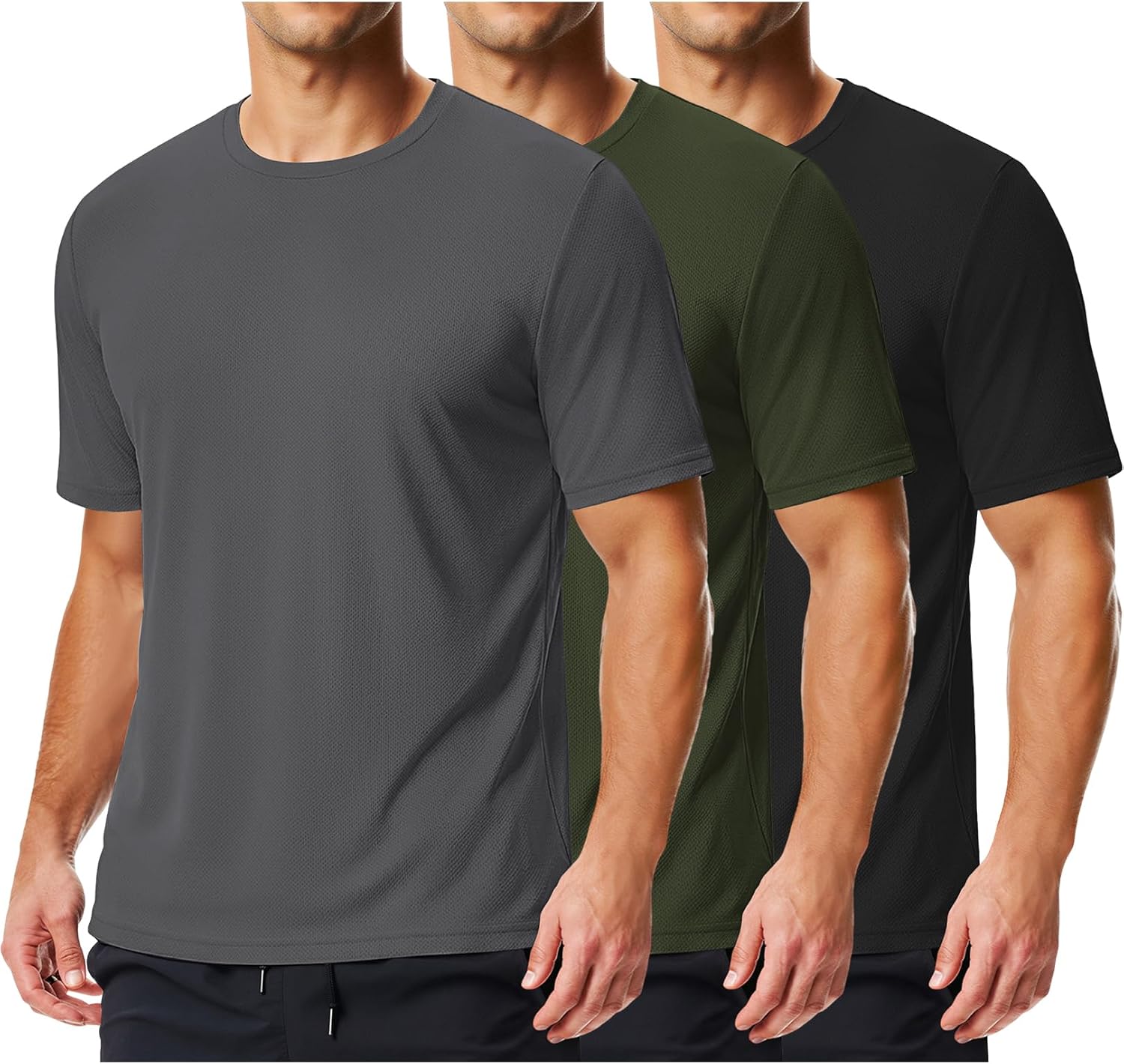 COOFANDY 3 Pack Men's Athletic T-Shirts Short Sleeve - Quick Dry Moisture Wicking Workout Shirts for Running, Gym, Casual