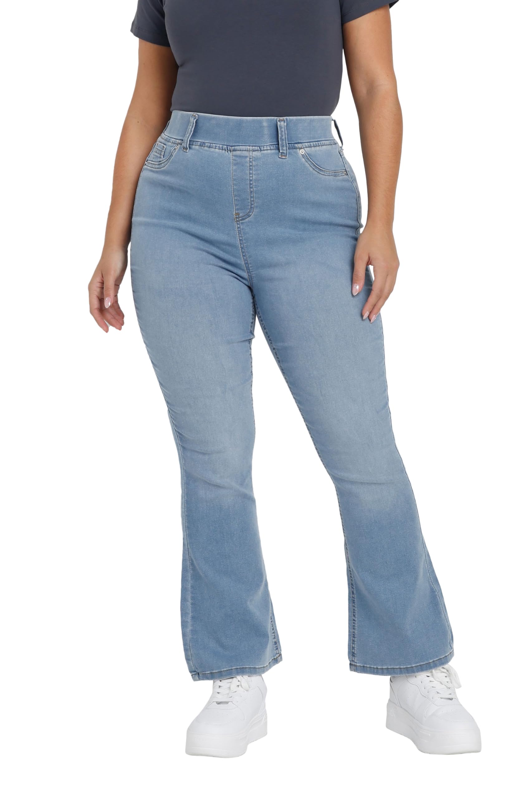 Yours Women's Light Blue Denim Flared Jeggings In Size 20