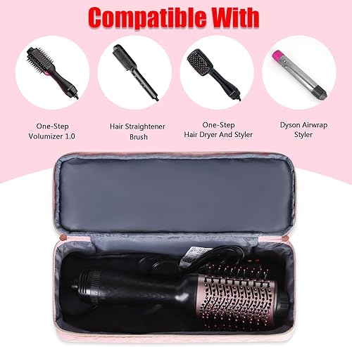 Miniatura 4 de Aucovely Bolsa de viaje para herramientas para el cabello, funda de transporte de viaje de doble capa compatible con Revlon cepillo secador de pelo