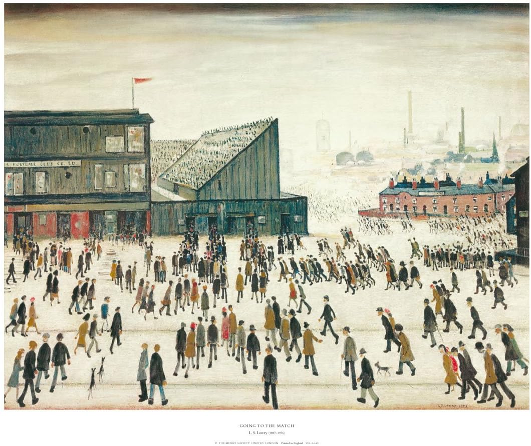 L S Lowry Art Print - Going to the Match (Paper type: 255gsm Satin art paper, Image size: 322mm x 415mm (12.5" x 16.33"))