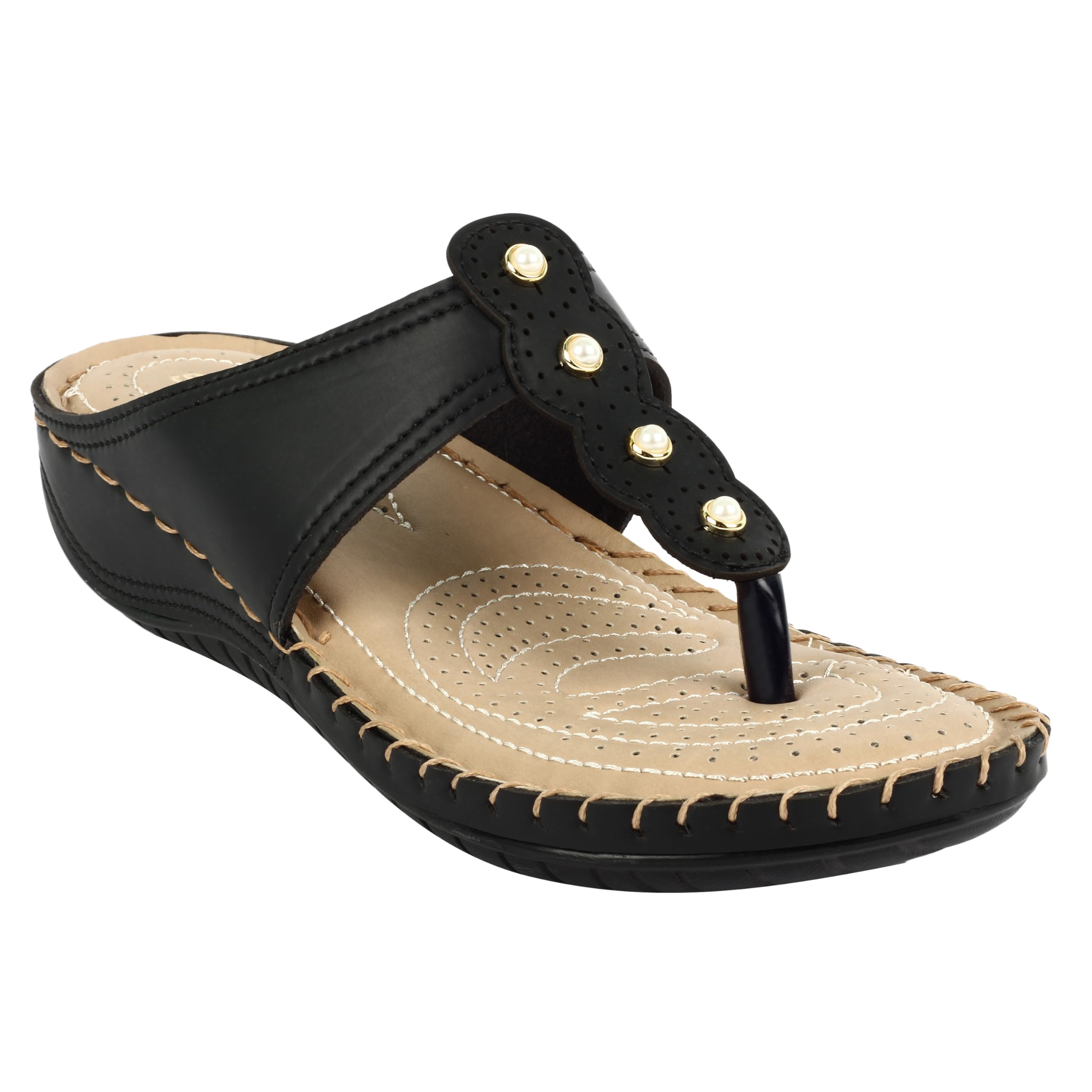 XE Looks Womens Pearly Flats Slipper, Black, 6 UK (B07VS78LT6) Amazon Price History, Amazon Price Tracker