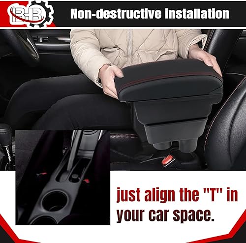 Miniatura 3 de BHB Caja de reposabrazos para consolas compatible con Nissan Almera Versa 2016-2019, caja de consola central, caja de reposabrazos de carga USB,