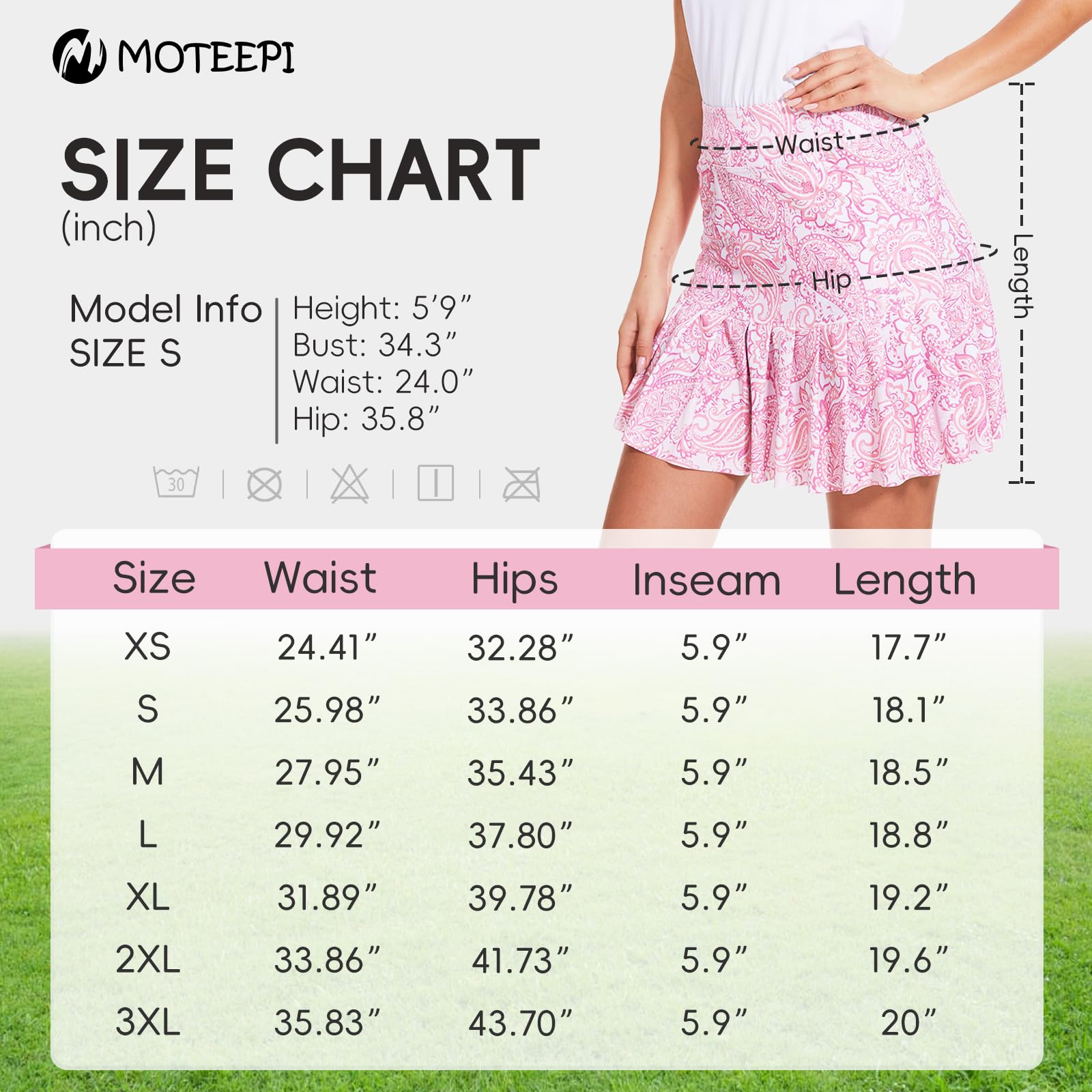 M MOTEEPI Faldas de golf de 19 pulgadas para mujer, longitud hasta la rodilla, dobladillo con volantes, falda atlética para entrenamiento, correr