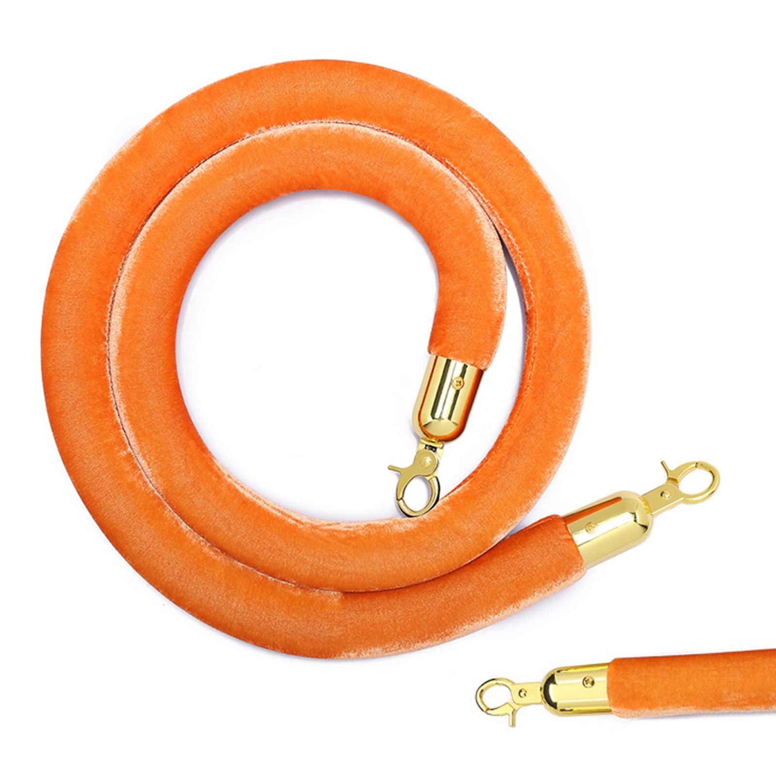 Guardrail rope， Barrier Ropes with Stainless Steel Hooks, Hospital/Bank Crowd Control Queue Stanchion Rope, for Hotel Celebration(Orange,1M/39Inch/3.3Ft)