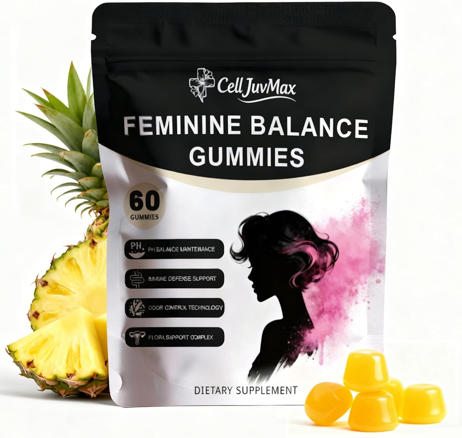 Feminine Balance Gummies for Women,pH Balance & Odor Control, Immune & Vaginal Health Support, Sugar-Free Gluten-Freet (1)