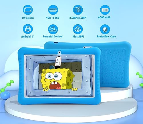 Miniatura 4 de Tableta para niños, Android de 10 pulgadas para niños, 4 GB de RAM 64 GB ROM, pantalla táctil IPS HD de 1280 x 800, tableta con control parental,