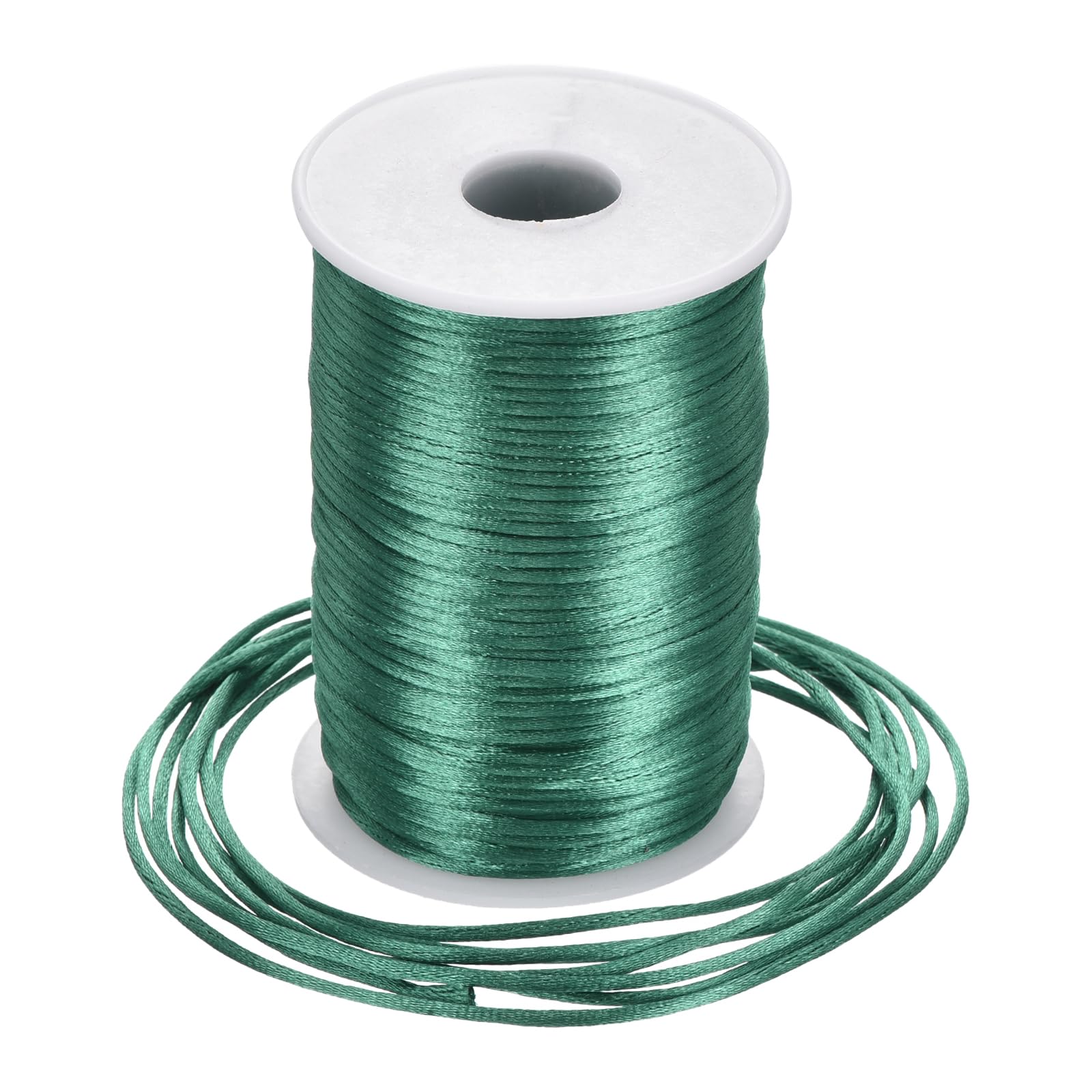 Rebower Nylon Satin Cord 2.5mm, 100m Nylon String for Bracelet Braided Thread [for Jewelry Making Necklace Chinese Knot Craft] - Pine Green