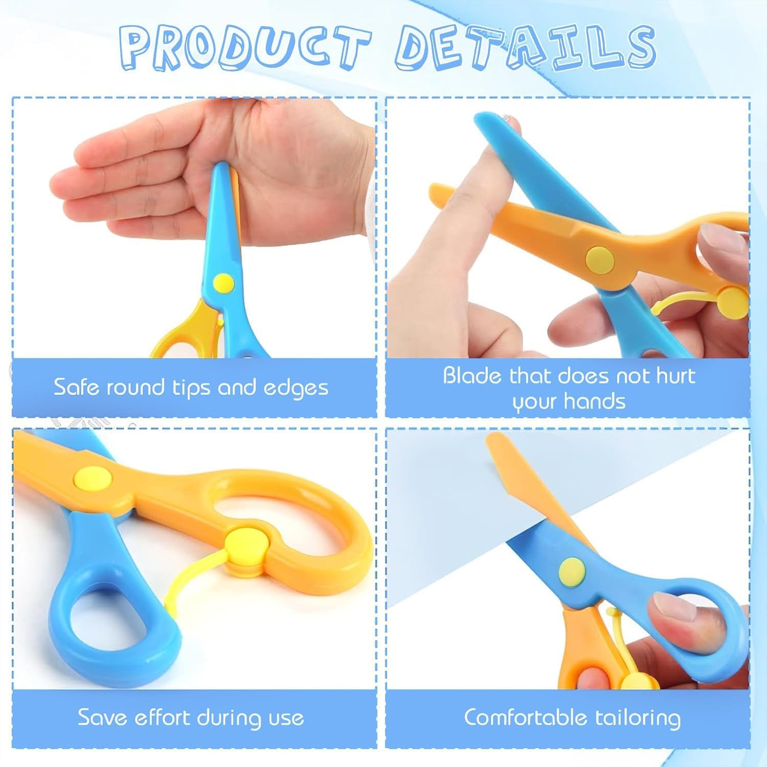 18PCS Tijeras Manualidades para Niños, Tijeras Entrenamiento Preescolar, DiseñO de Arte DIY, Diseño Antipellizcos, Desarrollo de la Coordinación Ojo-Mano