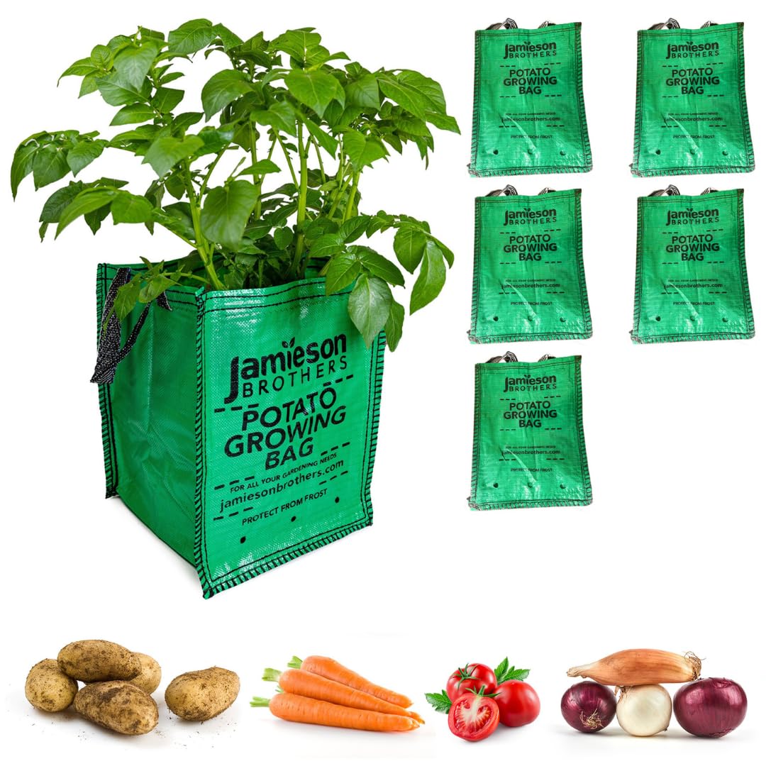 JBA Seed Potatoes 5 x Potato Planter Bags suitable for growing all Vegetables all year round 18"x12"x12" - A lightweight bag for moving around the garden - By Jamieson Brothers โ image 1