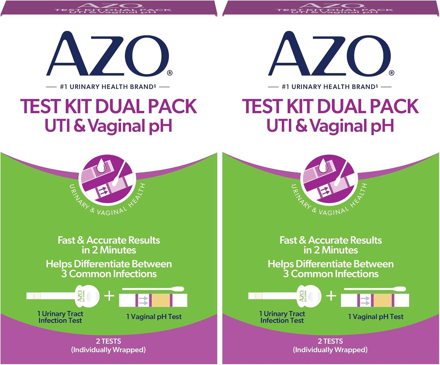 AZO Urinary Tract Infection (UTI) Test Strip + Vaginal pH Test Kit, Fast & Accurate Results, from The #1 Most Trusted Brand, FSA/HSA Eligible (Pack of 2)