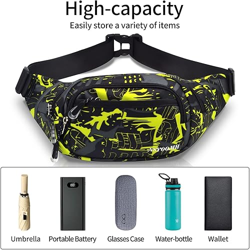 Miniatura 4 de NSYOOMH Riñonera grande para mujeres y hombres 5 bolsillos con cremallera resistente al agua práctica bolsa de cintura para correr ciclismo deportes