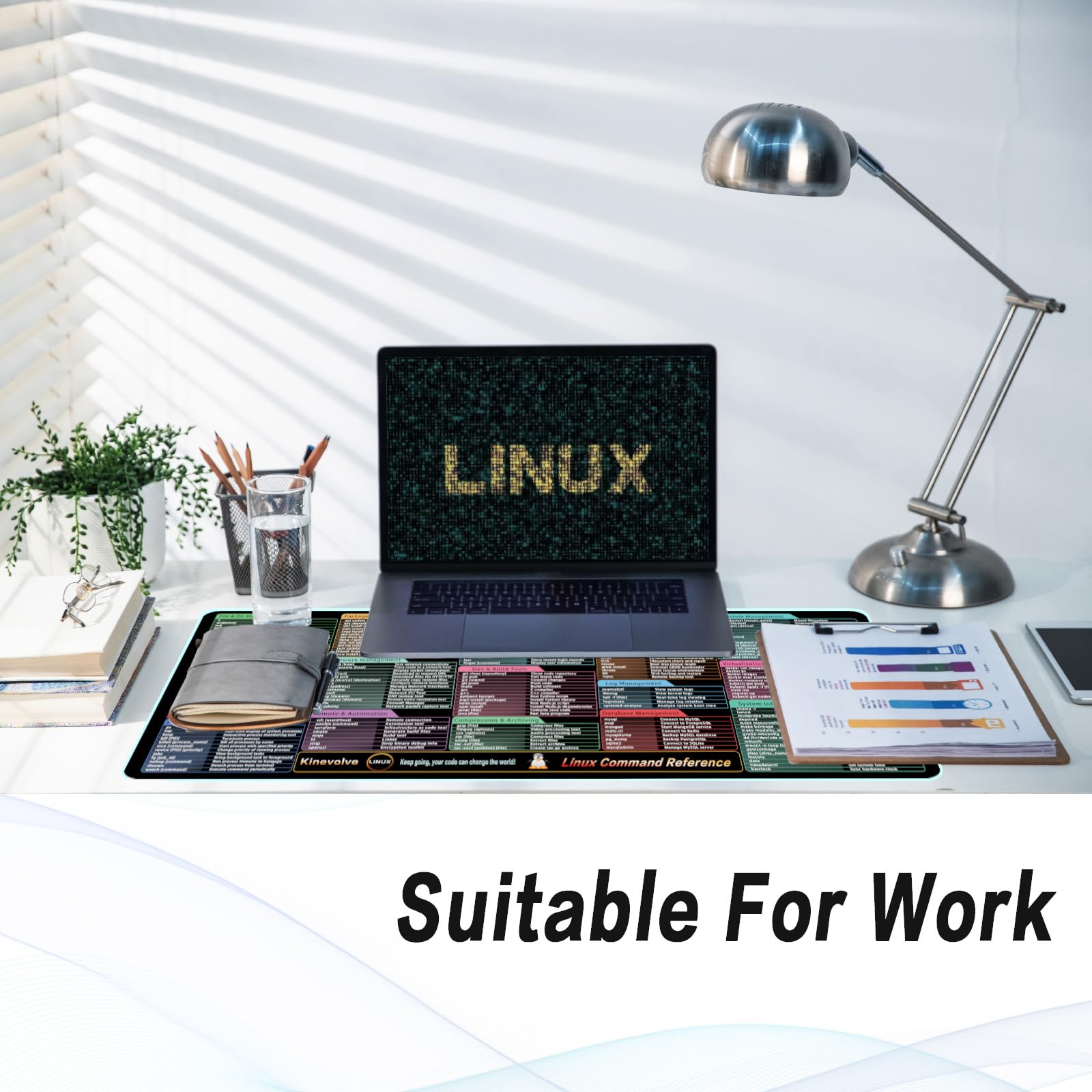 Linux Commands Shortcut Keys Mouse Pad 11.8x31.5 In Desk Accessories Big Extended Non-Slip Rubber Base Mousepad With Stitched Edges Gaming Pc Desktop - View #8