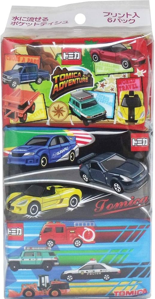 Amazon.co.jp: トミカ 水に流せるプリントティシュ 16枚(8組)×6個入