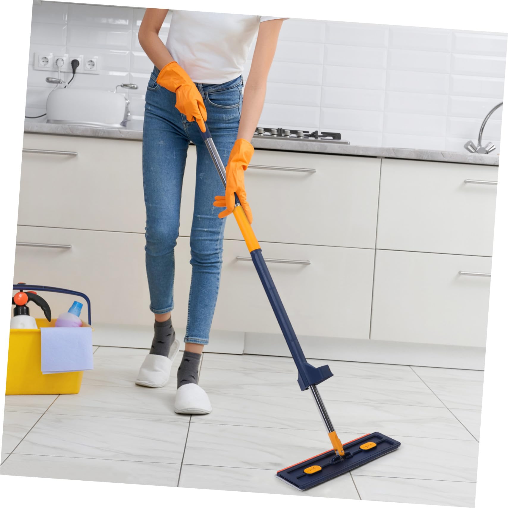 Hemobllo Panno Piatto Grande per Pavimenti Testa Piatta Raschietto per Acqua Pressione e Scomparto di Pulizia per Accessori per Pulizia