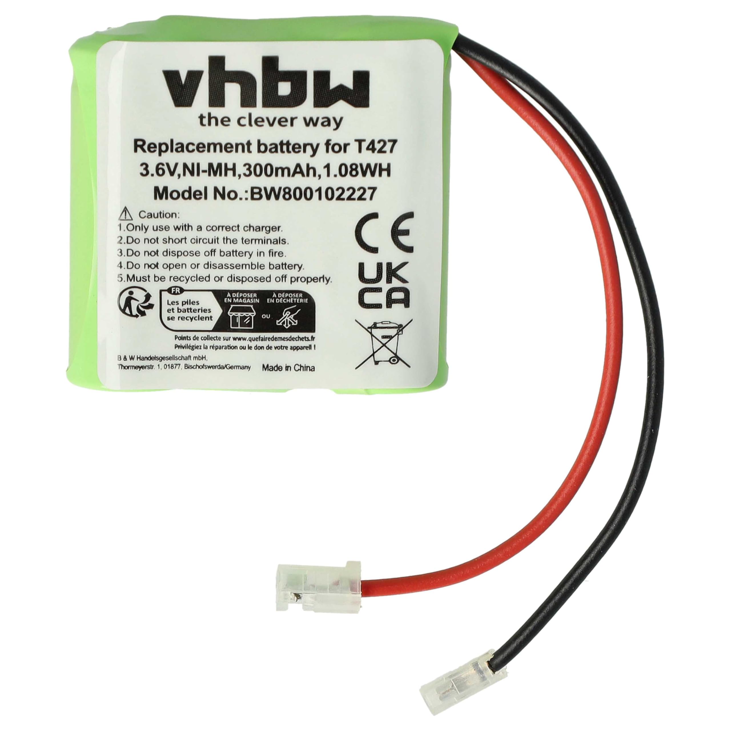 Bateria NI-MH 600 mAh 3,6 V nadaje się do BINATONE, COMMODORE, PANASONIC itp. zastępuje T427, 30AAAM3BMX