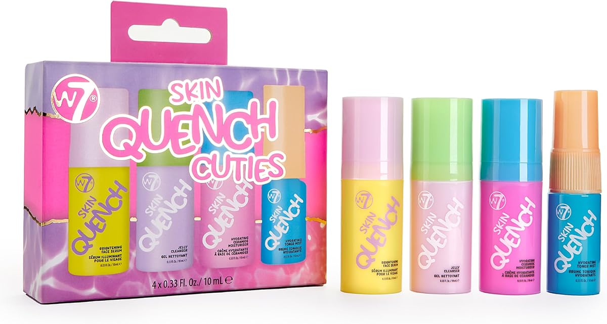 W7 Skin Quench Cuties - Travel Size Skincare Minis | Hydrating Moisturizing Skincare, Portable Format