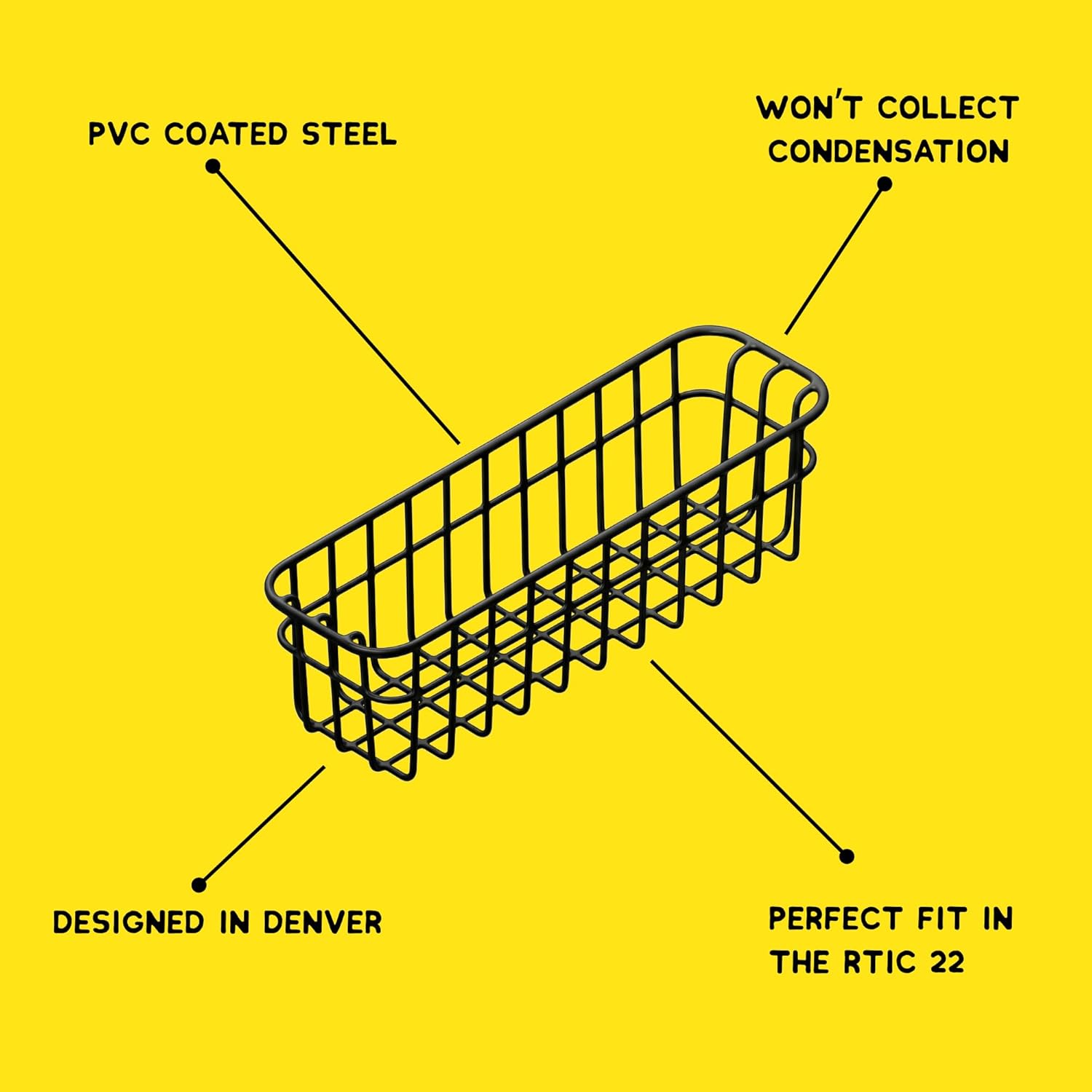 Cooler Basket for RTIC Ultra-Light Coolers - Select Your Size (22, 32, 52, 72 Qt.) - Wire Dry Goods Tray Compatible with Dividers, Inserts, Straps, Locks, and Other RTIC Cooler Accessories